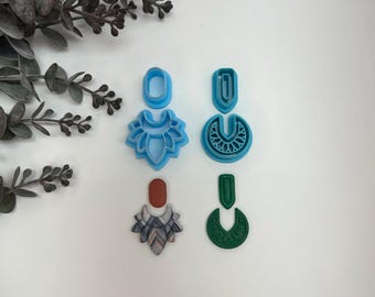 Boho moon or deco circle cutter for making polymer clay earrings, handmade jewelry tools