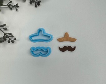 Sombrero with mustache cutter for making polymer clay earrings, handmade jewelry tools