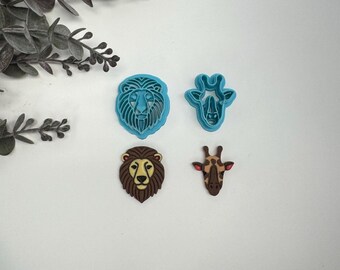 Lion or giraffe cutter for making polymer clay earrings, handmade jewelry tools