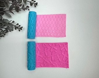 Cancer ribbon mini texture roller for making polymer clay earrings, handmade jewelry tools