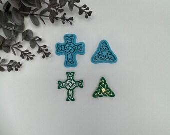 Celtic knot cross or triangle cutter for making polymer clay earrings, handmade jewelry tools
