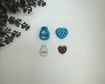 Milk bottle or heart cookie cutter for making polymer clay earrings, handmade jewelry tools