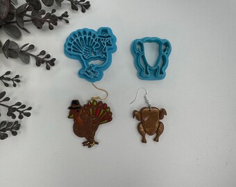 Cooked thanksgiving bird or turkey cutter for making polymer clay earrings, handmade jewelry tools