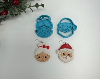 Santa or Mrs Claus Christmas cutter for making polymer clay earrings, handmade jewelry tools