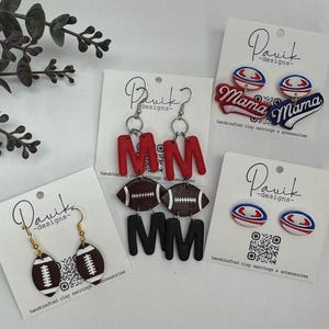 Football Sports Rugby Dangle Earrings - Brown White Rhinestone Fashion Jewelry For Women