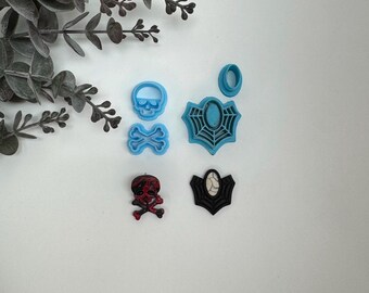 Skull or spider web cutter for making polymer clay earrings, handmade jewelry tools