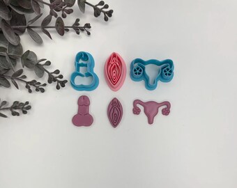 Penis, vagina, or uterus cutter for making polymer clay earrings, handmade jewelry tools