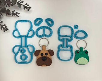 Dog or frog keychain cutter for making polymer clay earrings, handmade jewelry tools