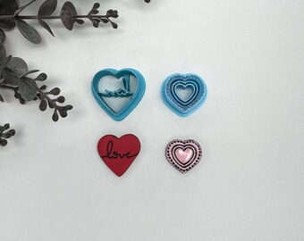 Love or studded heart valentines cutter for making polymer clay earrings, handmade jewelry tools