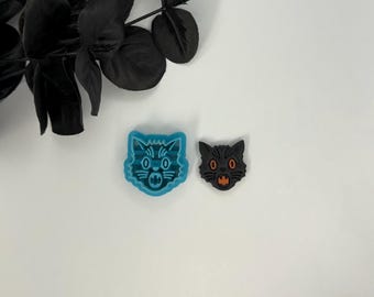 Scared cat cutter for making polymer clay earrings, handmade jewelry tools