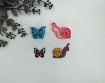 Butterfly or snail cutter for making polymer clay earrings, handmade jewelry tools