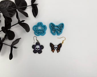 Skull moth or flower cutter for making polymer clay earrings, handmade jewelry tools