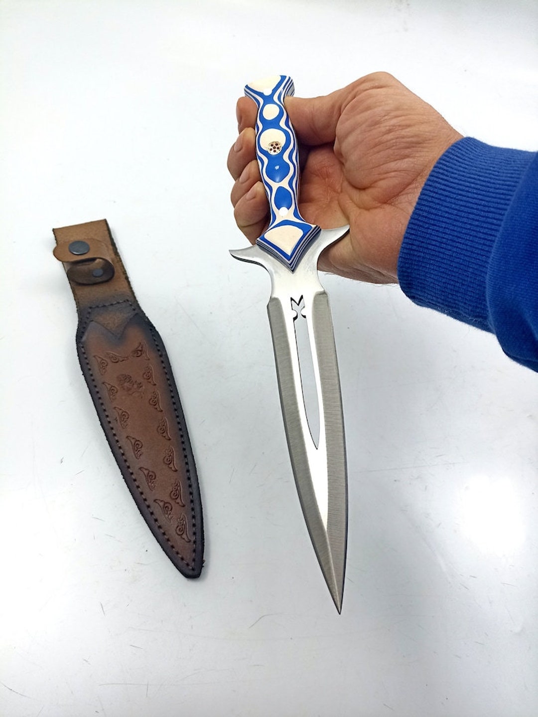 Handmade Double Edge Knife, Boot Knife, Custom Engraved Dagger Knife