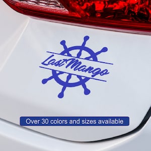 Boat Wheel Helm Ships Rudder Monogram Decal for Cars, Trucks, Cell Phones, Water Bottles, Laptops Tablets, Tumblers, Mirrors, etc.