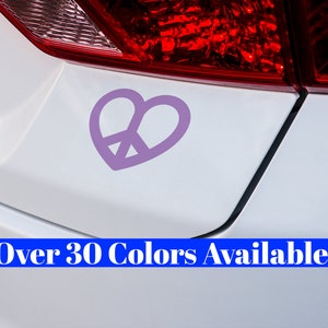 Heart Shaped Peace and Love Sign Symbol Decals for Cars, Trucks, Water Bottles, Laptops, Tablets, Tumblers, Mirrors, Phones, etc.