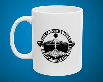 Caneca de café engraçada da Flat Earth Society: presente de conspiração para céticos