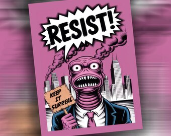 Adesivo Resist Monster: Adesivo político estilo Underground Comix