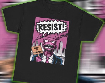 Camiseta RESIST! Protest Monster - Camiseta com estampa política da Underground Comix, camiseta ativista punk