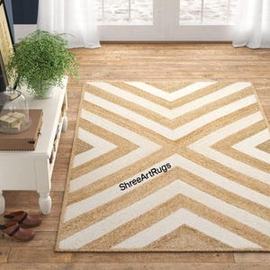 Handmade Braided Jute Wool Rug: Farmhouse Style Floor Covering