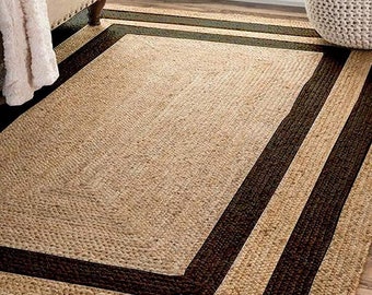 Bohodecortapijt, vloerkleed aangepast formaat, bohojutetapijt, jute loper, tapijt van natuurlijk jute, handgemaakt jutetapijt, milieuvriendelijk jutetapijt