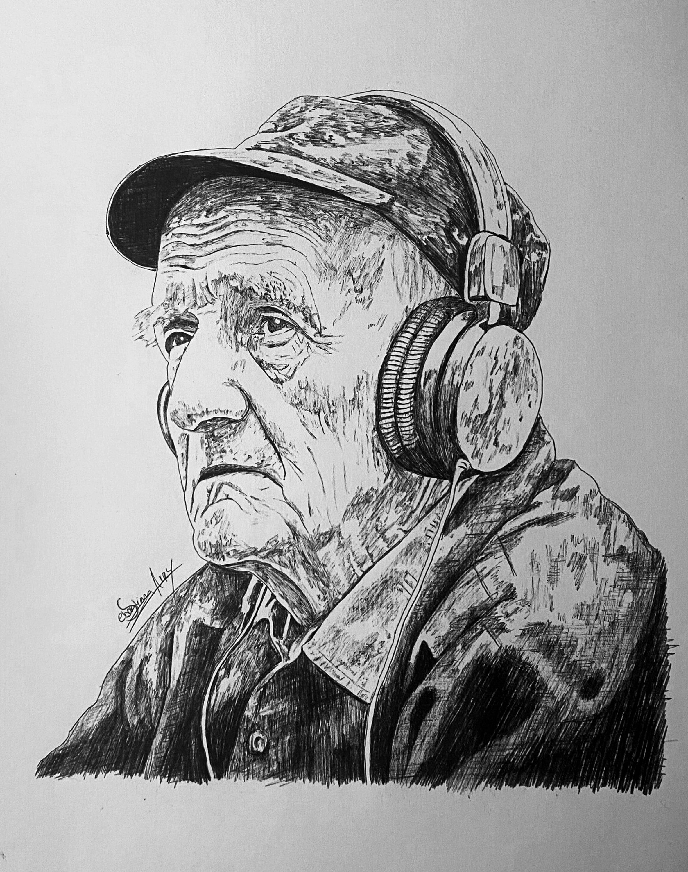 An old man.  鉛筆画 An old man. 鉛筆画