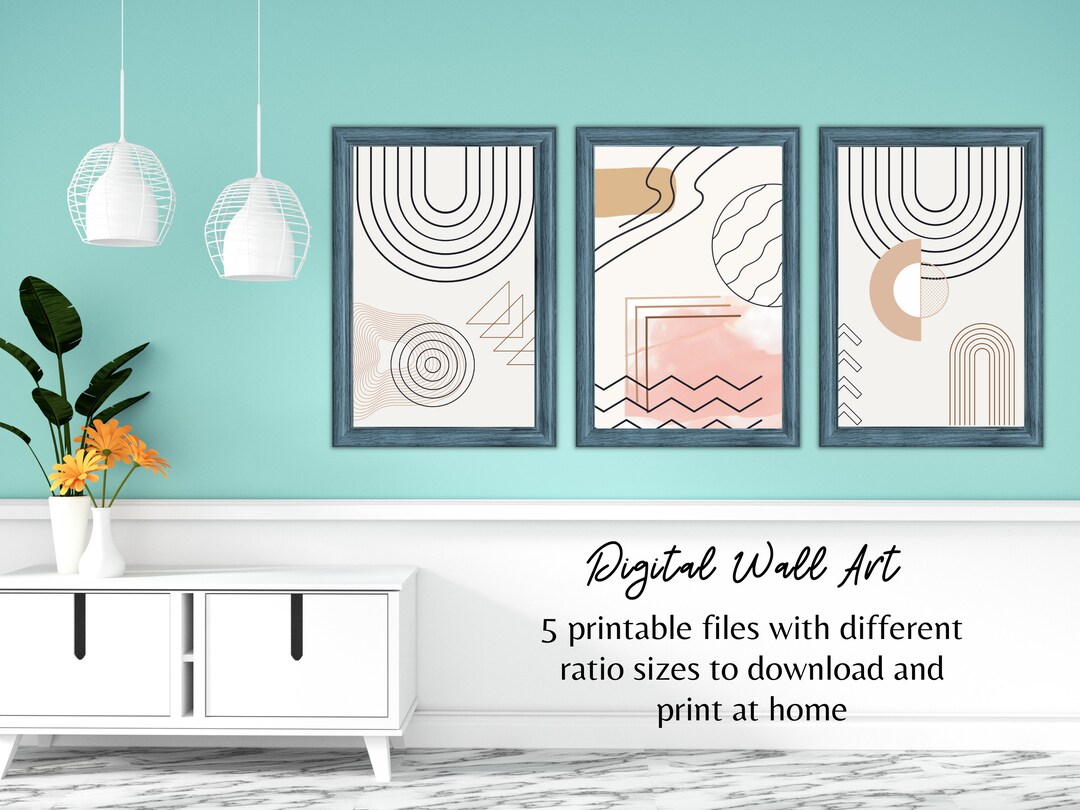 3 Piece Wall Art, Abstract Boho Art Set of 3 Prints, Bohemian ...
