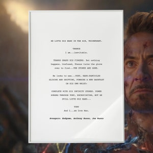 Avengers: Endgame Movie Script Film Poster Digital Art Movie Print