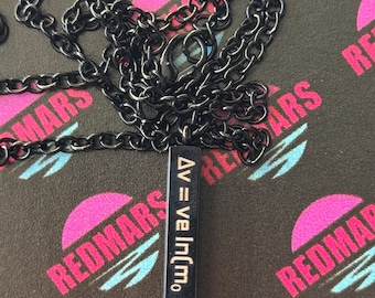 Black Rocket Equation Necklace – Delta V Physics Pendant – Space Engineer Jewelry – Orbital Mechanics Gift – Science Nerd Aerospace Jewelry