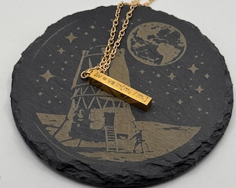 SS Gold Rocket Equation Necklace – Delta V Physics Pendant – Space Engineer Jewelry – Orbital Mechanics Gift – Science Aerospace Jewelry