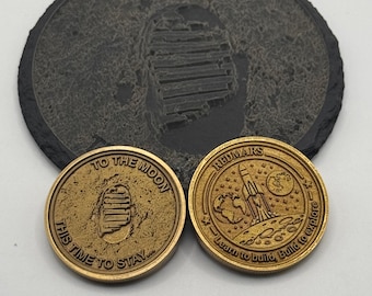 Moon Mission Challenge Coin | RedMars Lunar Landing Design | Space Enthusiast Gift | Artemis Era Collectible | Moon gift