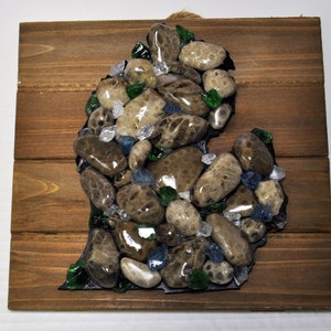 Petoskey stone State of Michigan Art on wood