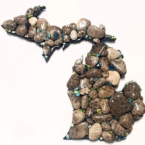 Petoskey stone wall art: State of Michigan