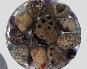 Petoskey stone and other coasters SET OF FOUR