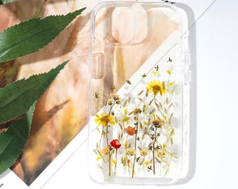 Pressed Flower iPhone Case, iPhone 15 14 13 12 11 Pro Max iPhone 7 8 14 15 Plus iPhone XR X XS Max Handmade Dried Flower case, Birthday Gift