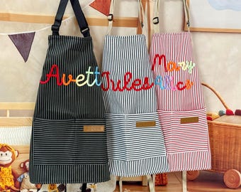 Personalized Kids Apron with Name｜Custom Children Cooking and Painting Apron｜Birthday Gift for Boys and Girls