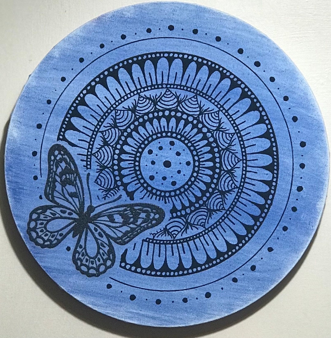 Light Blue and Black Wall Mandala Etsy