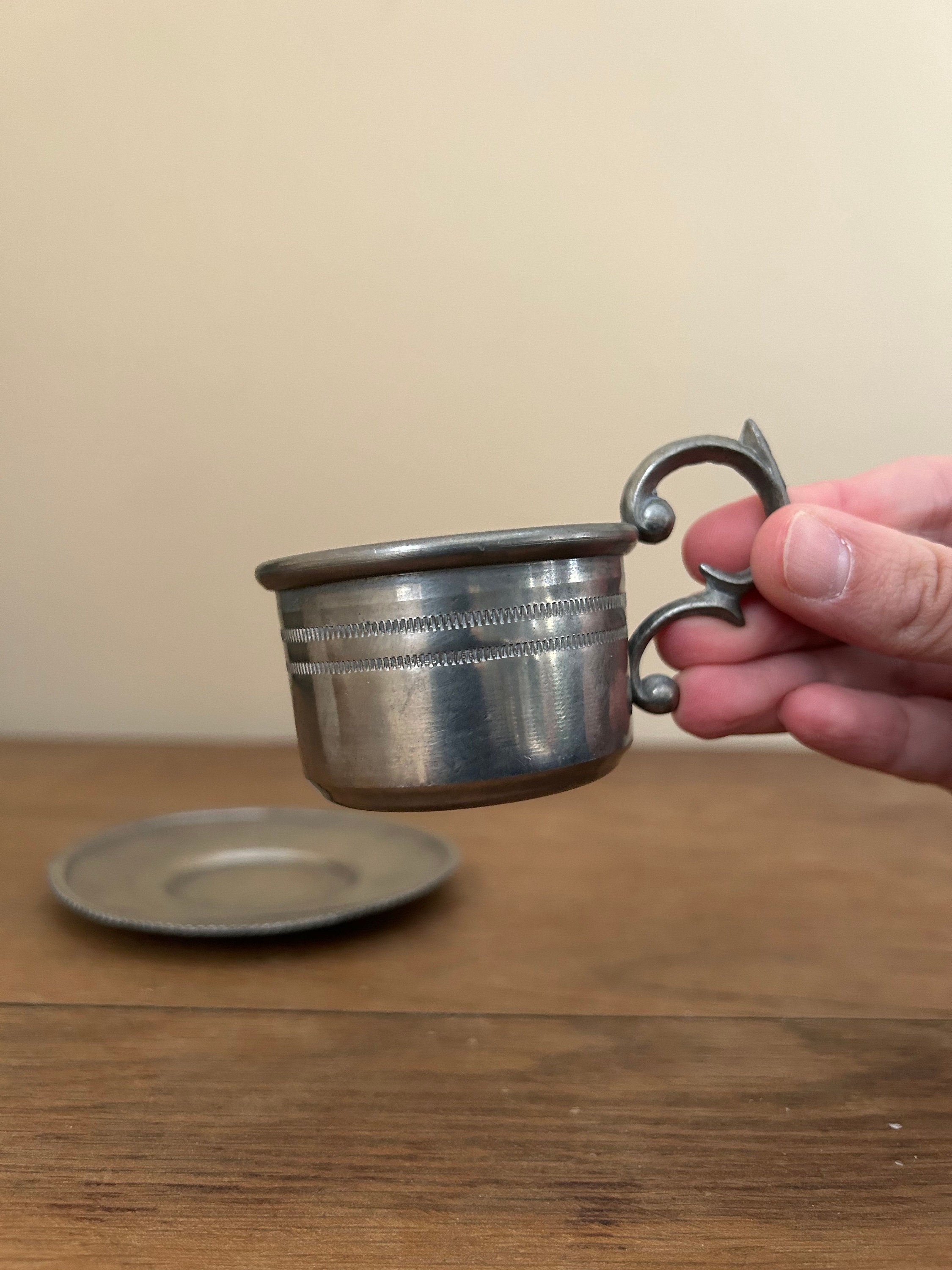Small Vintage Goebel Pewter Tea Cup & Saucer, Germany Etsy