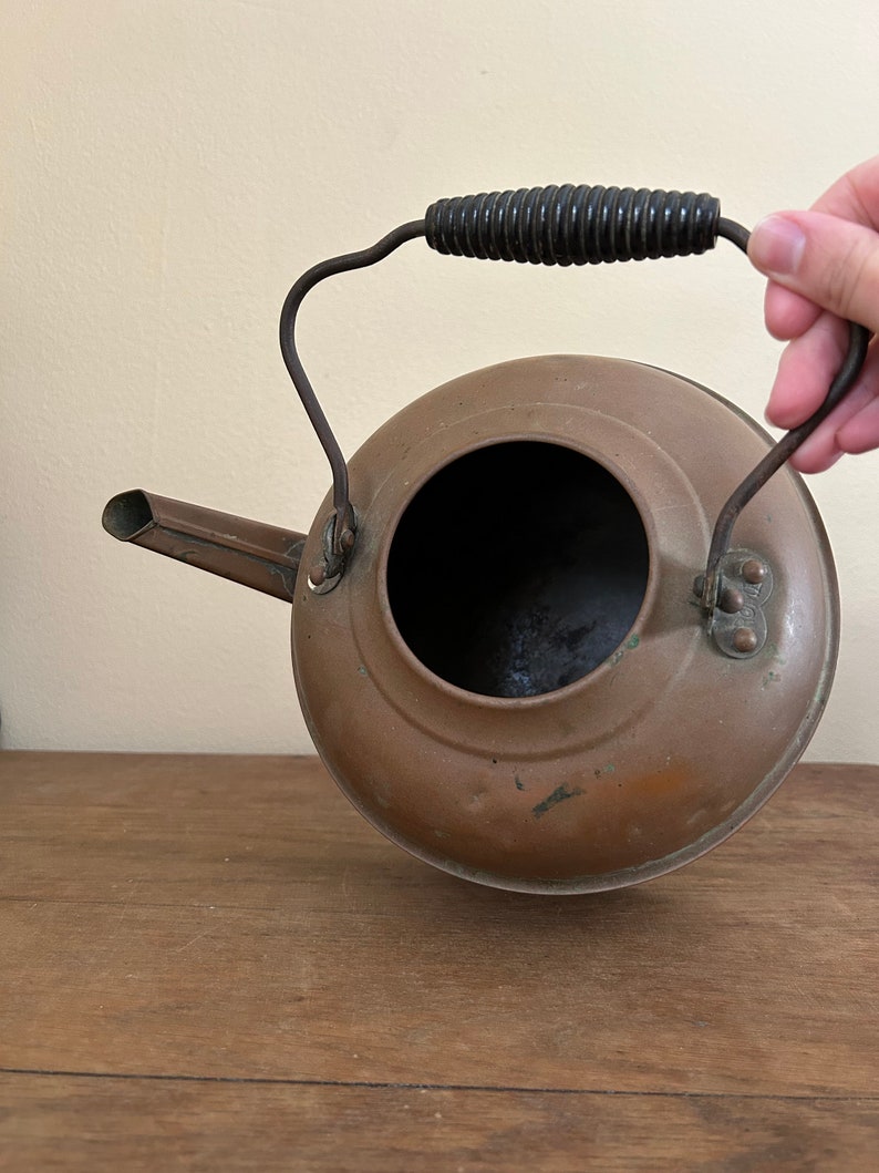 Vintage Copper Tea Kettle With Handle Etsy