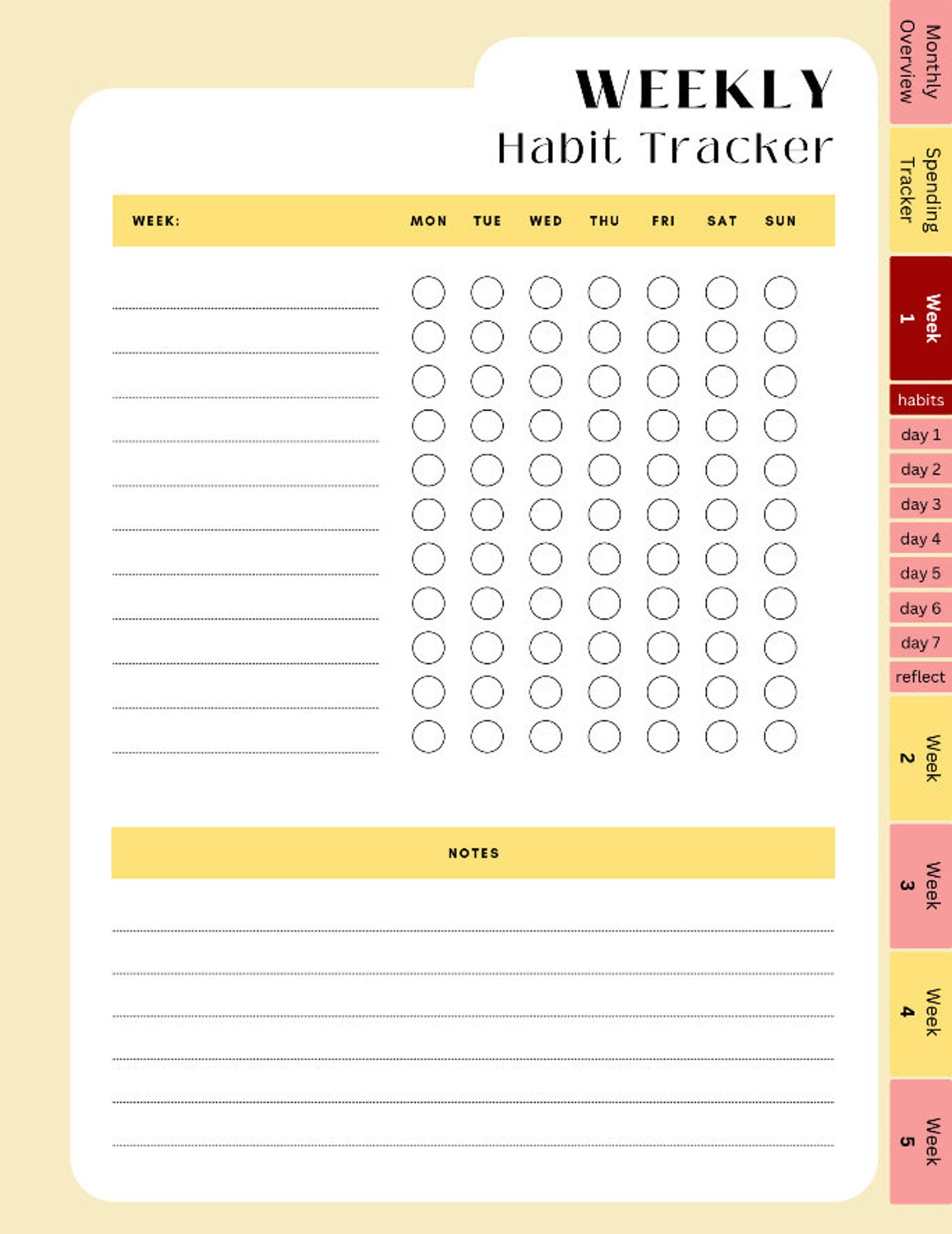 Reusable Monthly Planner PDF With Links, Monthly Overview, Spending ...