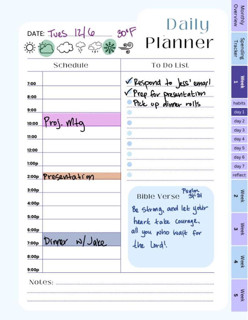Reusable Monthly Planner PDF With Links, Monthly Overview, Spending ...
