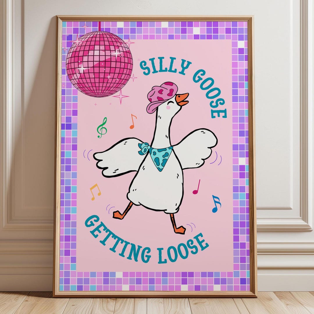 Silly Goose Wall Art Print, Funky Poster, Disco Goose, Animal Decor - Etsy