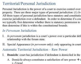 民事訴訟法 I 概要 | 1L ロースクールノート | ロースクール概要 民事訴訟法 | 判例法とFRCPを含む | ロースクール概要