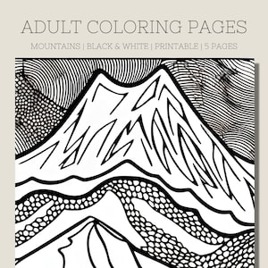 Adult Coloring Pages Mountains | Stress Relief Coloring Pages Printable | Abstract Coloring Pages | Mountains Coloring