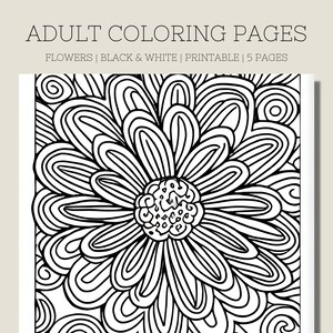 Adult Coloring Pages Flowers | Stress Relief Coloring Pages Printable | Abstract Coloring Pages | Nature Coloring