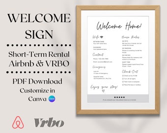 Airbnb Welcome Sign Template | Customizable House Rules (Digital Download)