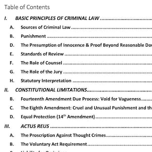 Criminal Law Outline Law School Outline Criminal Law Notes Law School Notes for 1L Criminal Law with Case Law and MPC Criminal Law Bar Exam