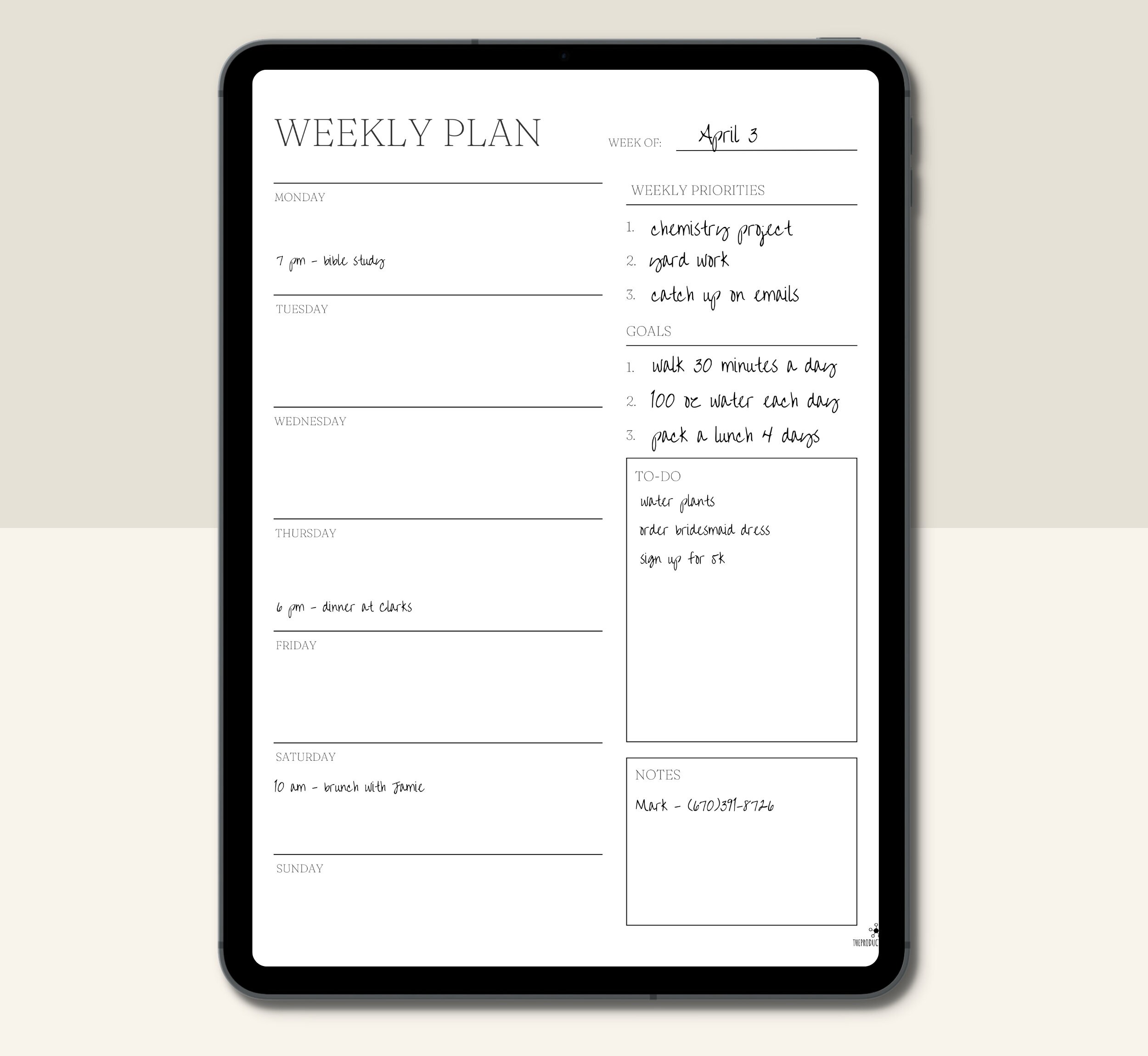 Minimalist Weekly Planner | Undated Weekly Planner | Printable Planner ...