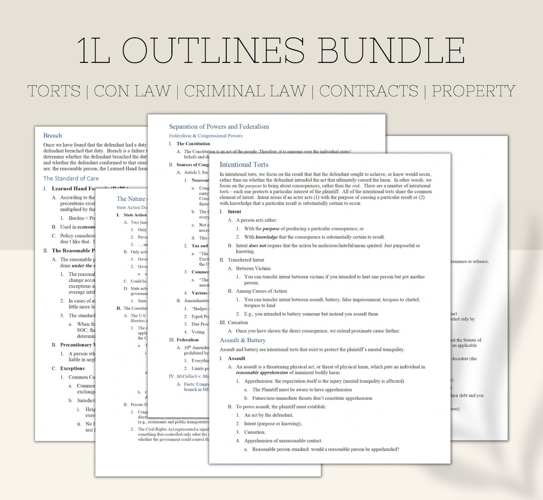 1L Outlines Bundle Law School Notes Law School Outlines Bar Exam Bar