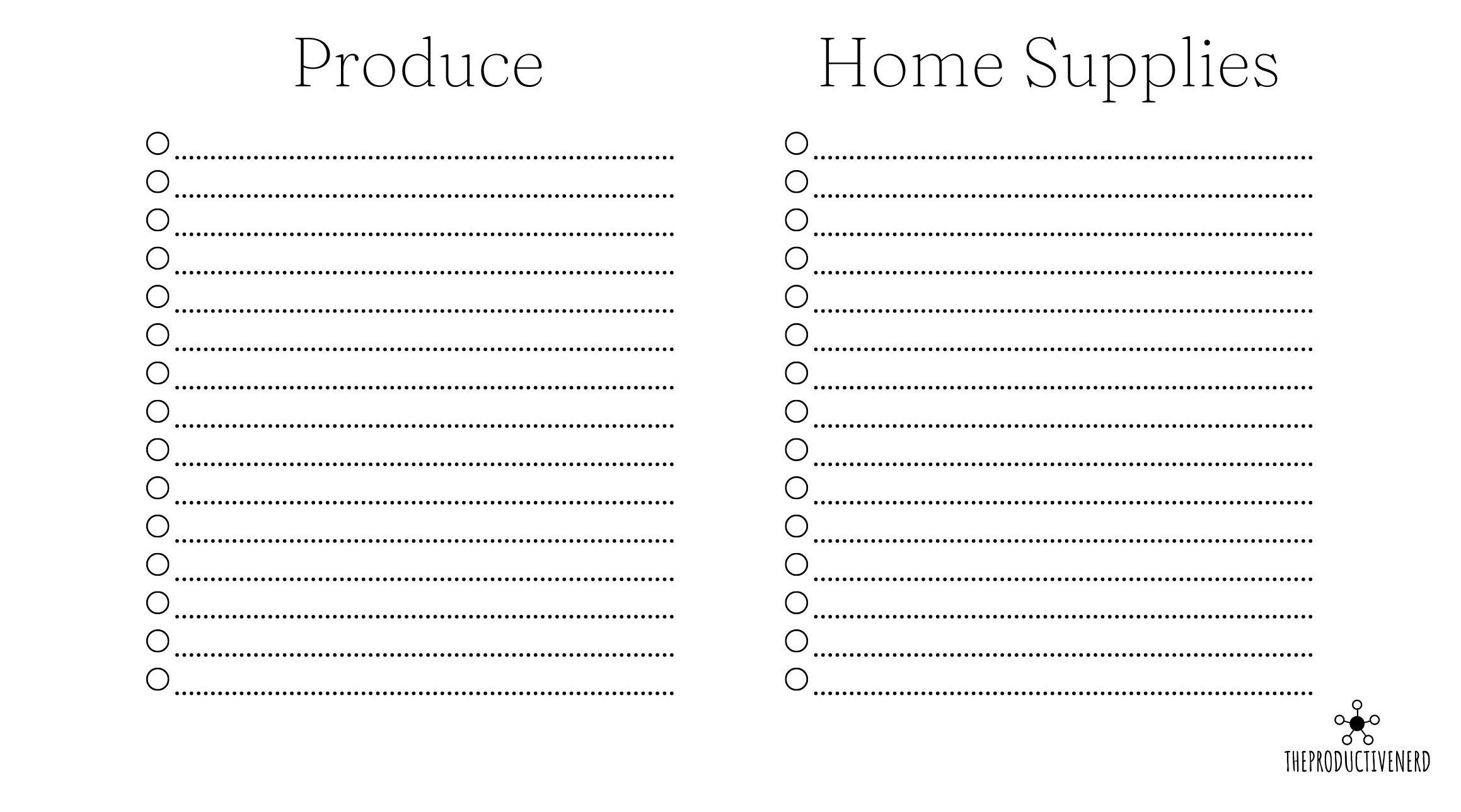 Printable Grocery List | Black and White Shopping List Printable ...