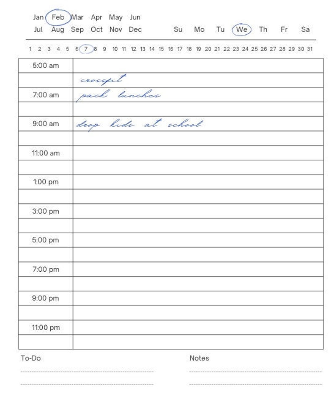 Planner Hourly Daily Planner Minimalist Planner Printable Hourly
